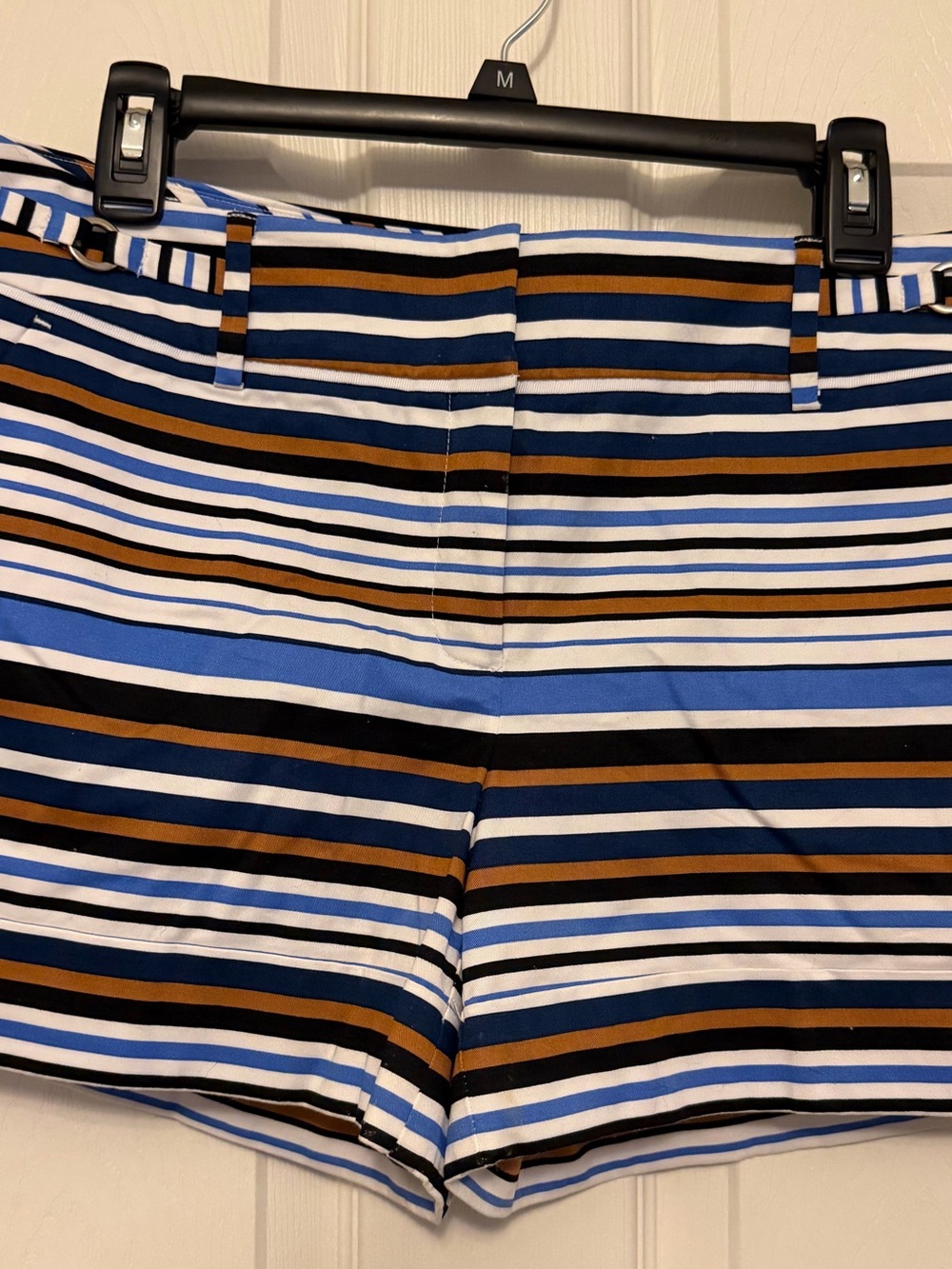 Striped Multicolor Cotton 4” Shorts - Navy Blue, Black, Blue, White & Brown